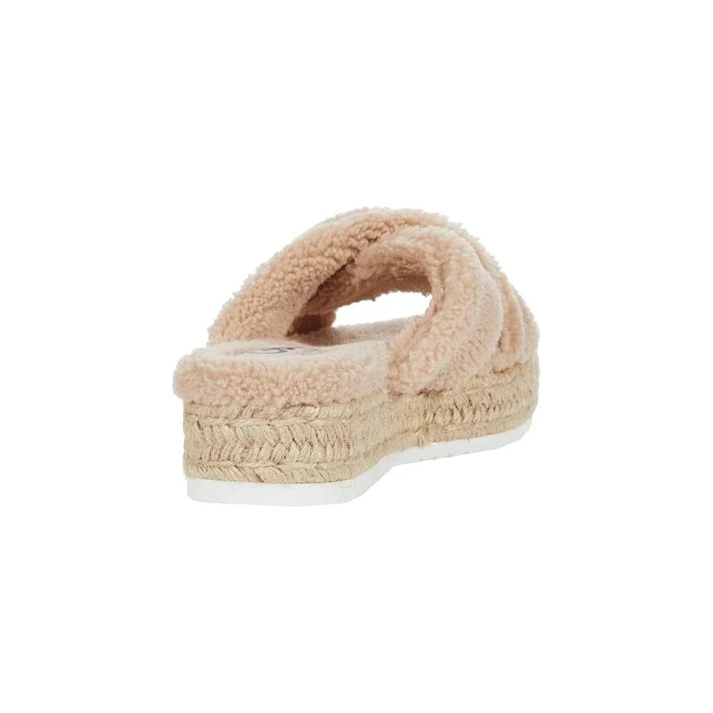 GBG Los Angeles Daphne Sandal Women's US 6 Beige Faux Fur Espadrile JOBB1343